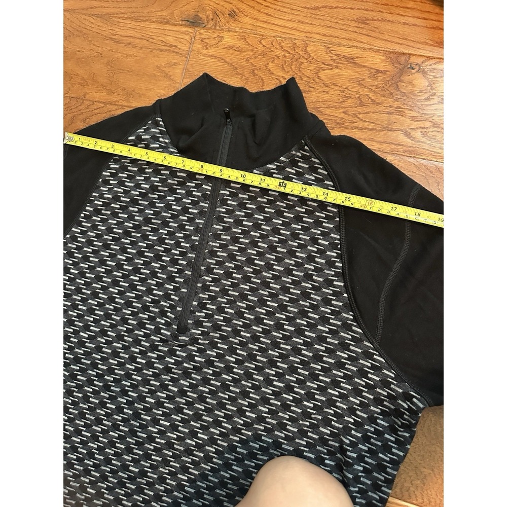 Smartwool 100% Merino Wool 1/4 Zip Pullover Men XL Black Geometric Base Layer - Picture 8 of 11